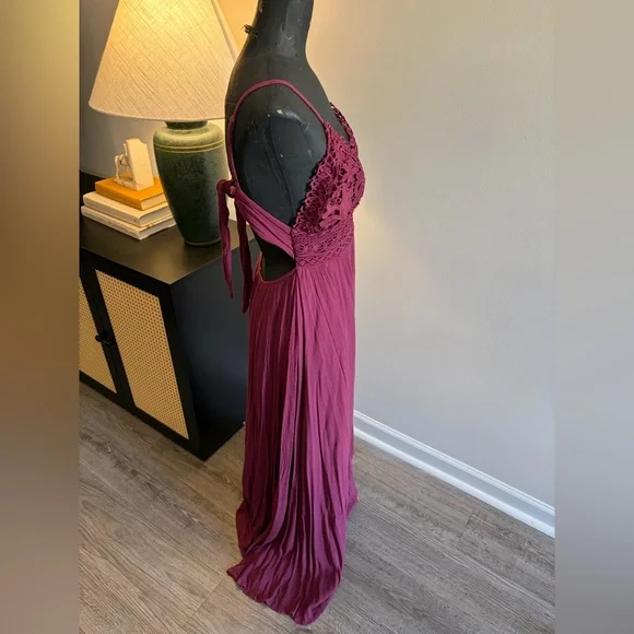 Lovely Day Plum Purple Dark Romantic Boho Lace Maxi Dress (M) Whimsigoth Wedding - Picture 6 of 16